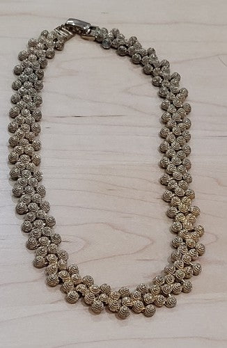 Gold Tone Textured Necklace - Vintage