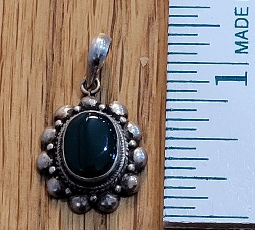 Sterling Silver Pendant - Green Center - Marked