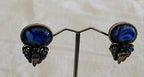 Vintage Blue Swirl Clip On Earrings