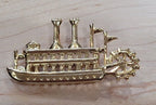 Vintage Gold Tone Steam Boat Pin/Brooch