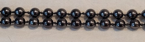 Signed RMN Faux Pearl Charcoal Grey Beaded Knotted Necklace