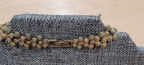 Gold Tone Textured Necklace - Vintage