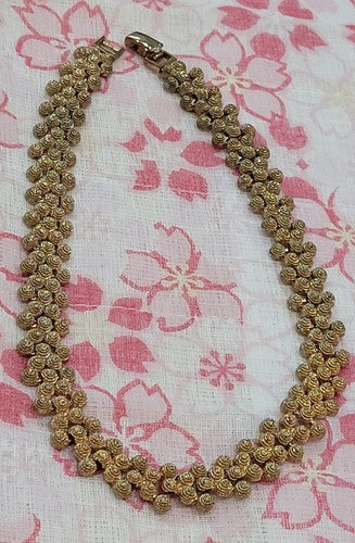 Gold Tone Textured Necklace - Vintage
