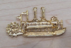Vintage Gold Tone Steam Boat Pin/Brooch