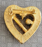 Vintage Gold Tone Heart With Rhinestones