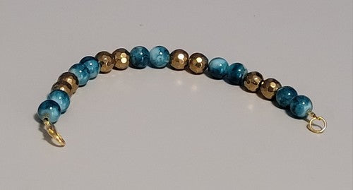 Teal and White Swirl and Gold Bracelet