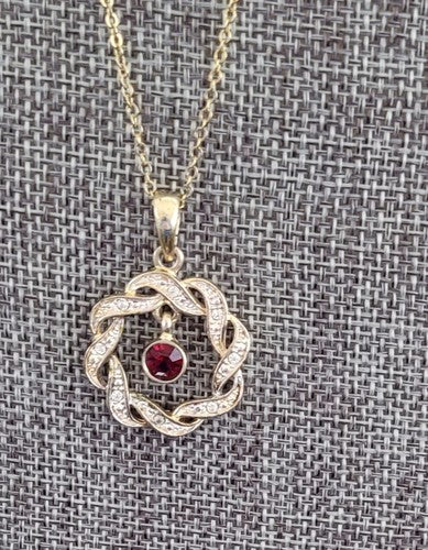 Vintage Rhinestone Circle With Dangling Pendant