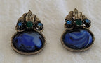Vintage Blue Swirl Clip On Earrings