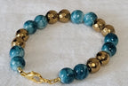 Teal and White Swirl and Gold Bracelet