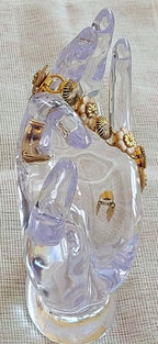 Vintage Gold Tone Flower Acrylic Link Bracelet