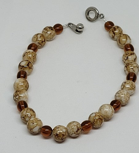 Large Bracelet - Shades of Brown and White - Stone