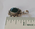 Sterling Silver Pendant - Green Center - Marked