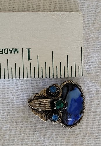 Vintage Blue Swirl Clip On Earrings