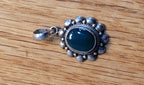 Sterling Silver Pendant - Green Center - Marked