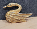 Vintage Dubarry Fifth Ave Bright Shiny Gold Tone Swan Textured Pin
