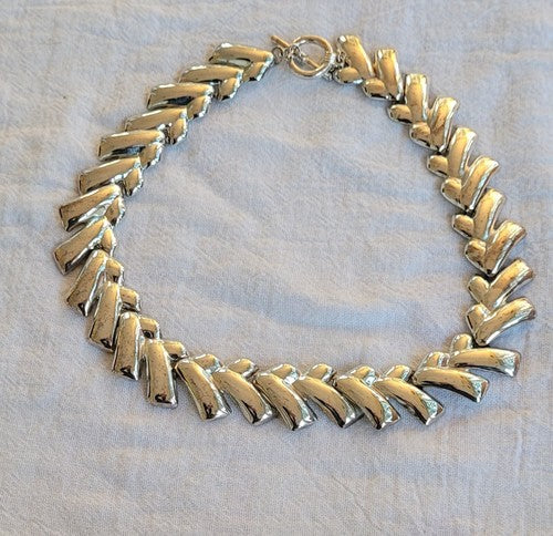 Vintage Ann Klein Silver Chevron Neclace - Statement Piece - Chevron