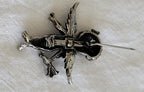Vintage Cupid Pin/Brooch with Blue Rhinestones Eyes - Silver Tone