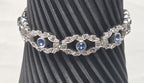 Engel Brothers Vintage Silver Tone Blue Rhinestone Open Link Bracelet Mid...