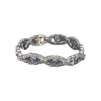 Engel Brothers Vintage Silver Tone Blue Rhinestone Open Link Bracelet Mid...