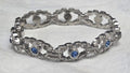 Engel Brothers Vintage Silver Tone Blue Rhinestone Open Link Bracelet Mid...
