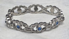 Engel Brothers Vintage Silver Tone Blue Rhinestone Open Link Bracelet Mid...