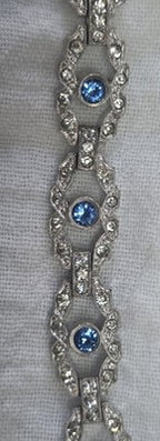 Engel Brothers Vintage Silver Tone Blue Rhinestone Open Link Bracelet Mid...