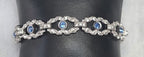 Engel Brothers Vintage Silver Tone Blue Rhinestone Open Link Bracelet Mid...