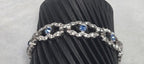 Engel Brothers Vintage Silver Tone Blue Rhinestone Open Link Bracelet Mid...