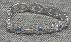 Engel Brothers Vintage Silver Tone Blue Rhinestone Open Link Bracelet Mid...