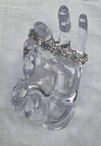 Engel Brothers Vintage Silver Tone Blue Rhinestone Open Link Bracelet Mid...