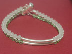 Silver & Crystal Light Green and White Frosted Bracelet
