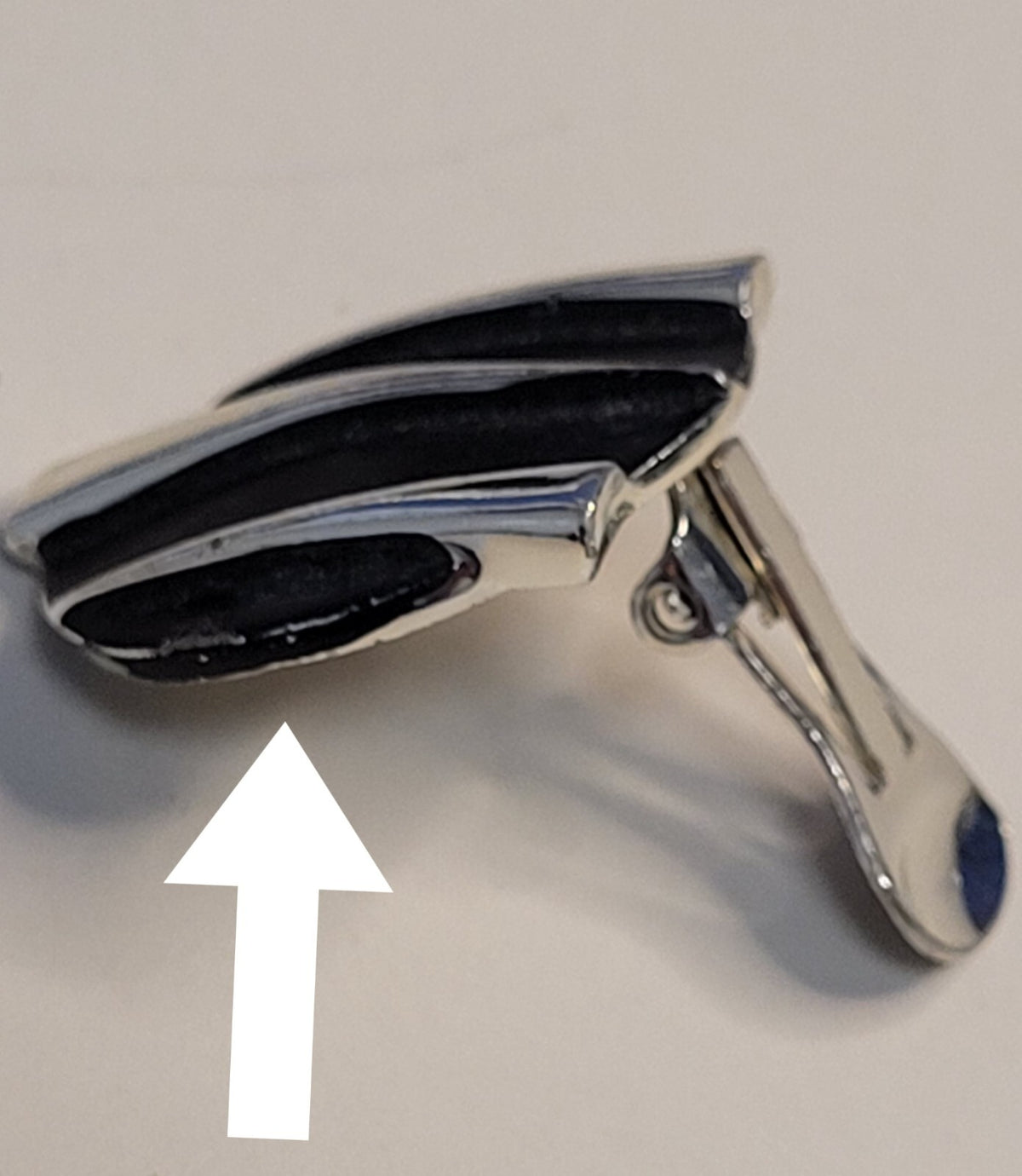 MONET Silver Tone Black Enamel Bar Brooch Pin & Clip on Earrings Unsigned