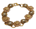 Vintage Gold Tone Flower Acrylic Link Bracelet