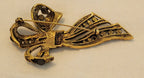 Elegant Vintage Gold Tone & Black Ribbon Brooch