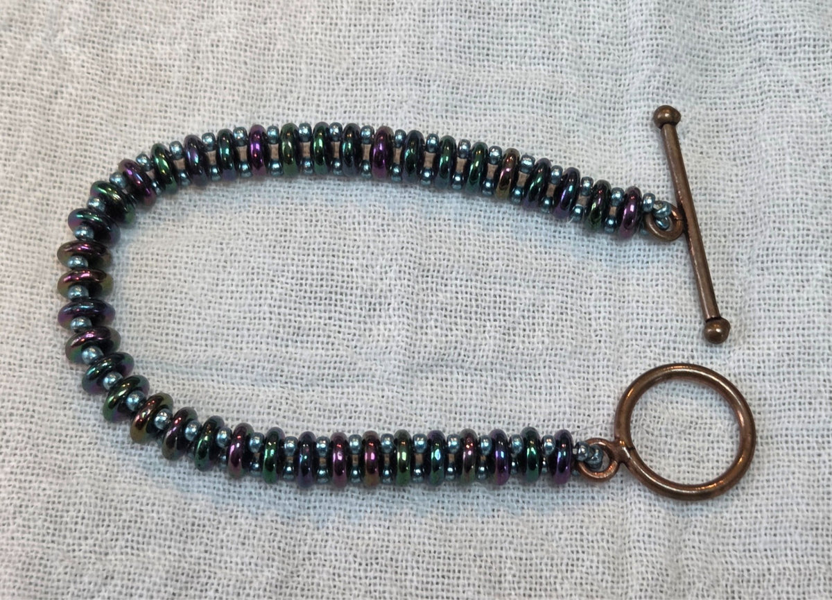 Ladder Bracelet - Metallic Green & Purple