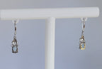Sterling Silver 925 Twisted Vine Drop Earrings with Rectangular Blue-Gray Stone