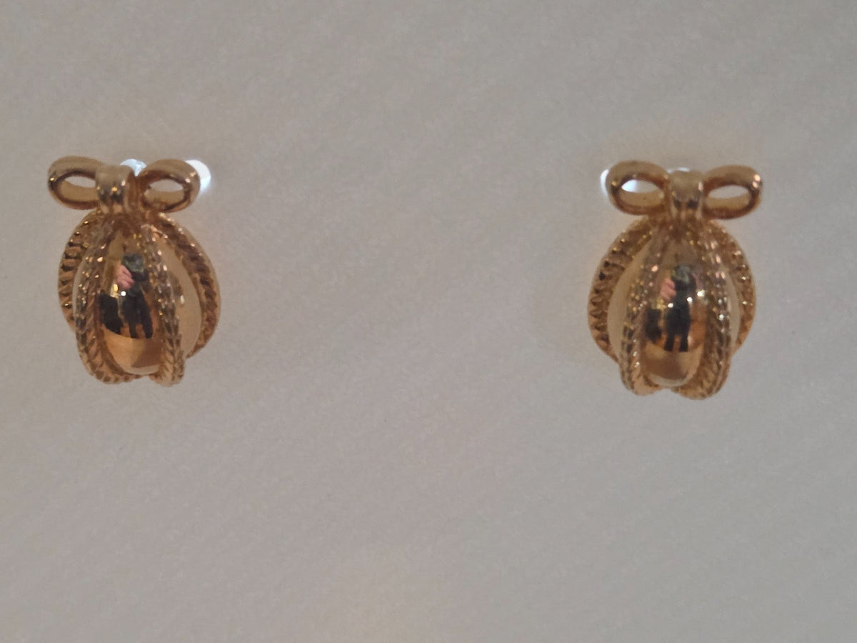 Joan Rivers Vintage Earrings - Pierced - Egg Bow Russian Imperial Style Goldtone