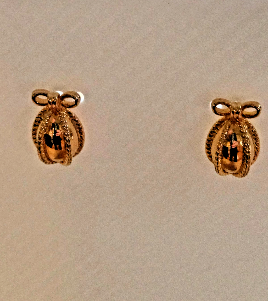 Joan Rivers Vintage Earrings - Pierced - Egg Bow Russian Imperial Style Goldtone