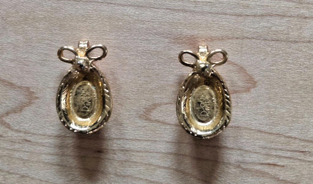 Joan Rivers Vintage Earrings - Pierced - Egg Bow Russian Imperial Style Goldtone