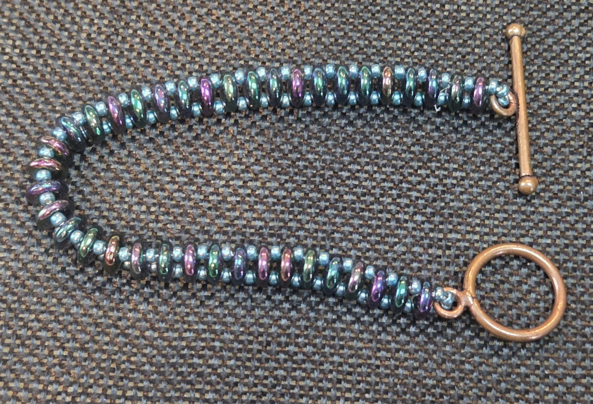Ladder Bracelet - Metallic Green & Purple