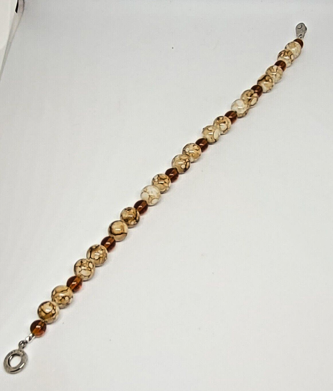 Large Bracelet - Shades of Brown and White - Stone