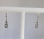Sterling Silver 925 Twisted Vine Drop Earrings with Rectangular Blue-Gray Stone