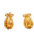 Joan Rivers Vintage Earrings - Pierced - Egg Bow Russian Imperial Style Goldtone
