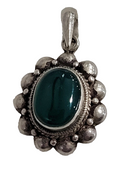 Sterling Silver Pendant - Green Center - Marked