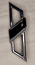 MONET Silver Tone Black Enamel Bar Brooch Pin & Clip on Earrings Unsigned