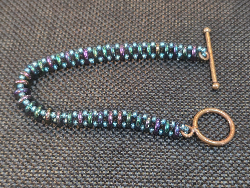 Ladder Bracelet - Metallic Green & Purple