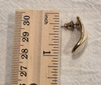 Vintage Trifari Cream Ivory Enamel Gold Tone Earrings Teardrop Swirl Signed Post